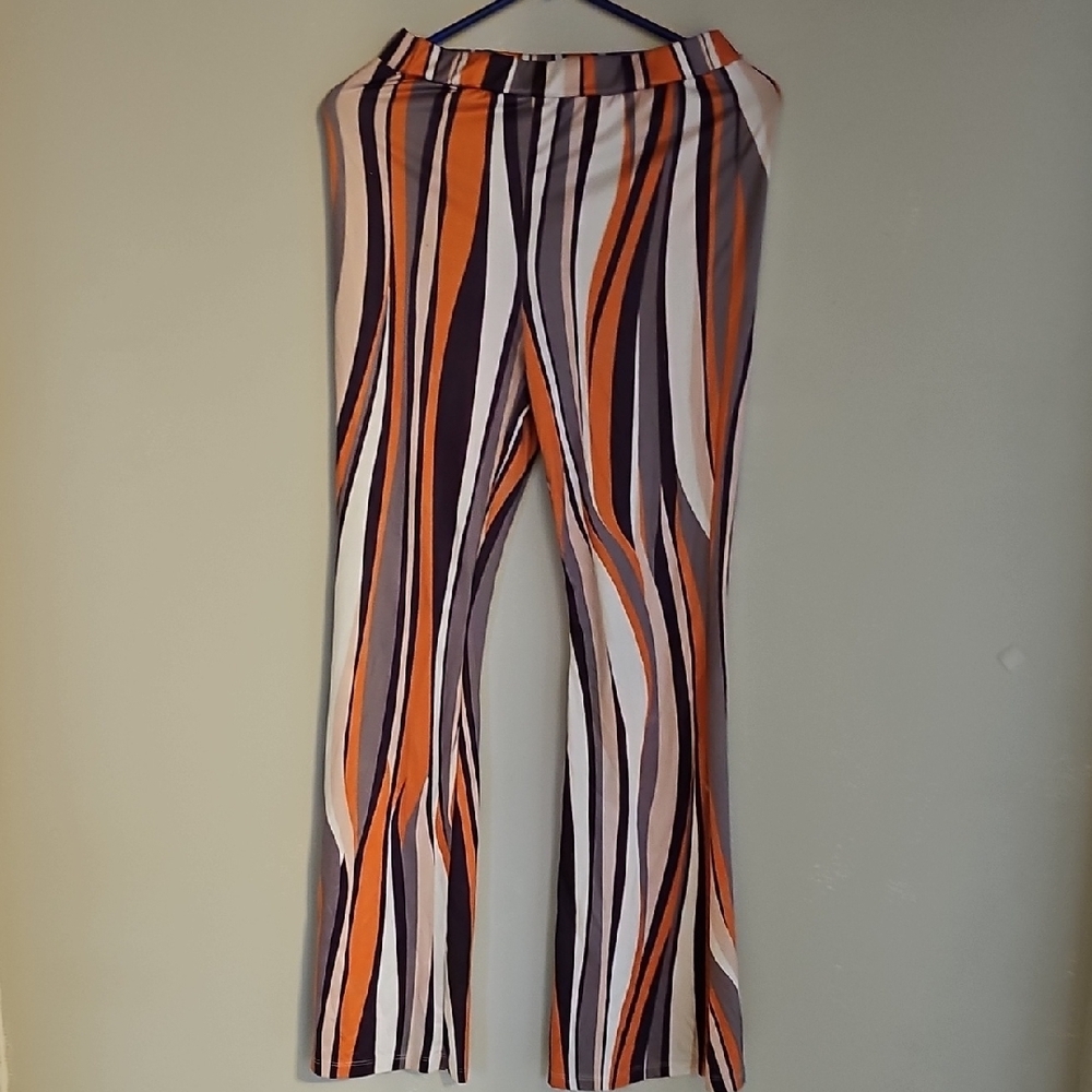 SHEIN Orange and Brown Boot Cut Flared Pants
